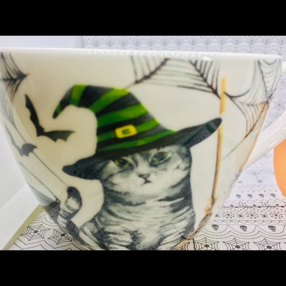 Halloween Witch Cat Portobello Mug Creepy Cauldron Fine China Tea Coffee - Picture 2 of 10